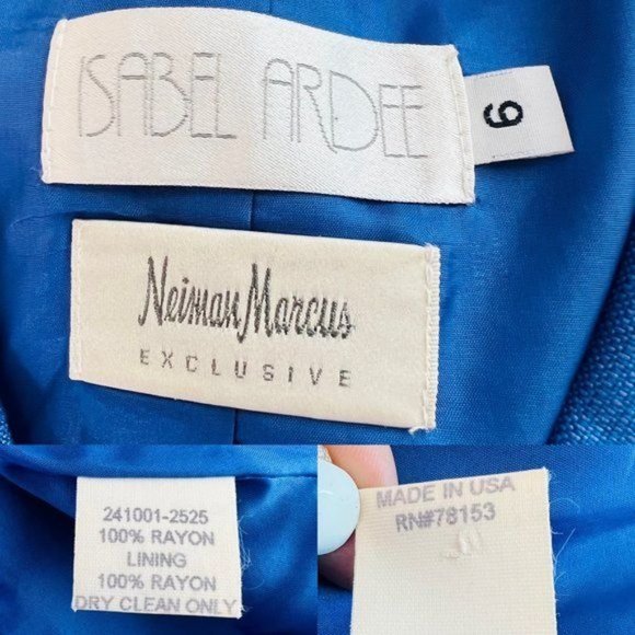 Isabel Ardee Neiman Marcus Exclusive Dress Set Vintage Blue Dress Suit USA Sz 6 - Picture 12 of 12